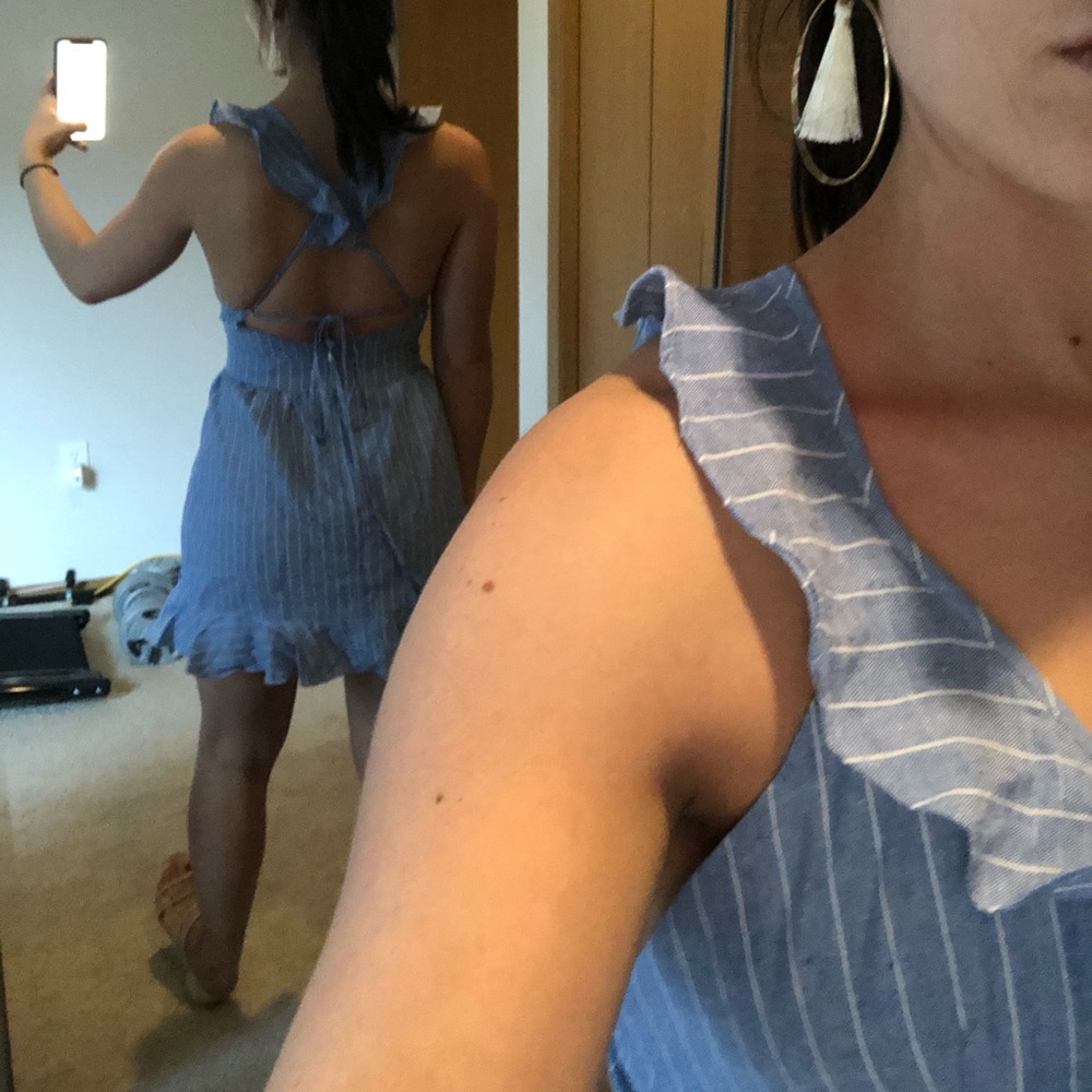 Revolve Strappy open back ruffle striped dress - Picture 7 of 7